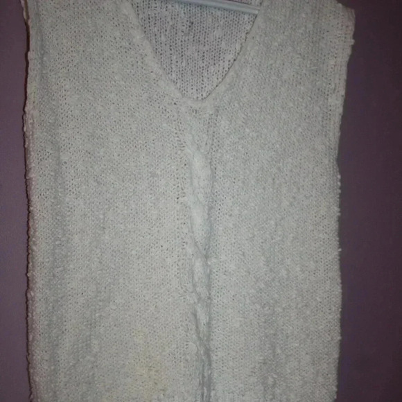 Vintage Garland White Sleeveless Sweater Small, Cable Knit Vest, Shirt - Picture 10 of 12